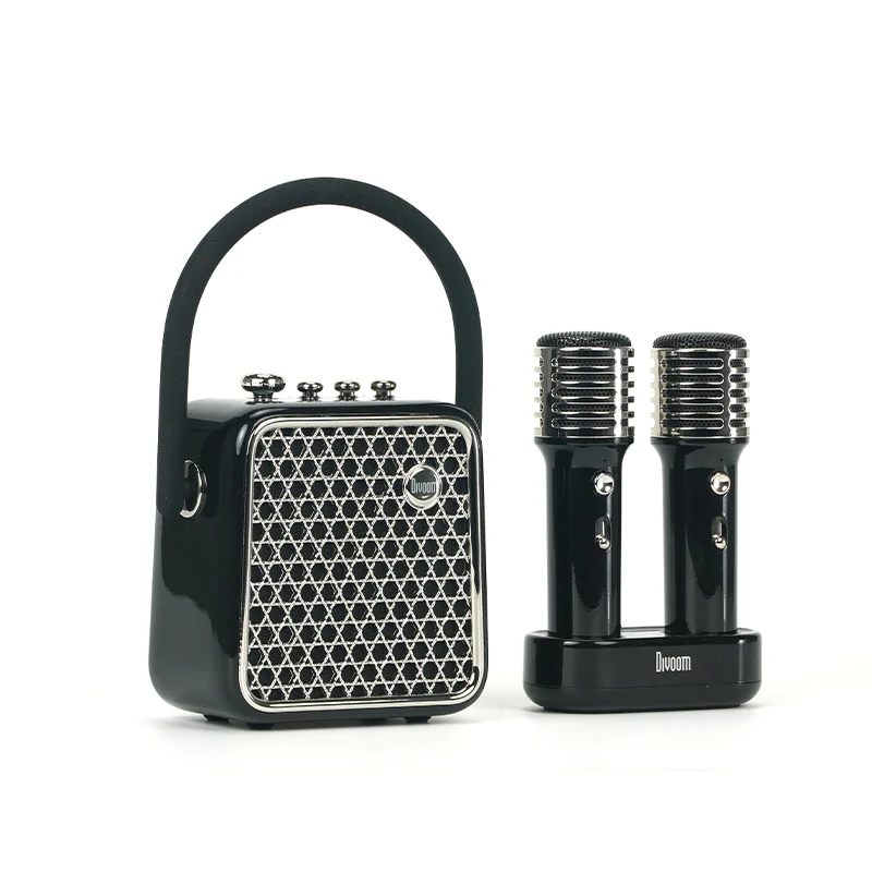 Divoom SongBird SE | Portable Karaoke Speaker with Dual Microphones - Black