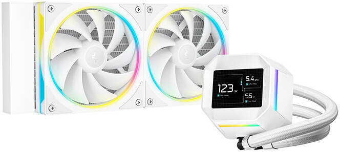 DEEPCOOL LM240 A-RGB White AIO Liquid CPU Cooler – 240mm Radiator with Customizable 2.4" IPS LCD Screen