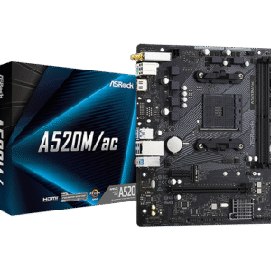 ASRock A520M/AC | AMD AM4 Micro-ATX Motherboard with WiFi, DDR4 & SATA3