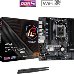 ASRock B650M PG Lightning WiFi | AMD AM5 Micro-ATX Motherboard with DDR5, PCIe 5.0 & WiFi