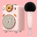 Divoom Fairy-OK Retro Bluetooth Speaker & Karaoke Mic - Pink