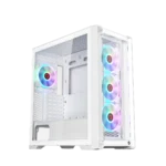 GAMEON Vortex Arctic Series Mid Tower Gaming Case – White, ARGB with Remote, 4 Fans Included