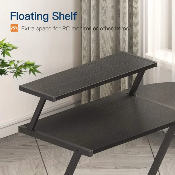 GAMEON 3-in-1 L-Shaped Slayer II XL Series Gaming Desk – Black, Large Surface with Accessories Stand - Image 6