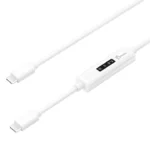 USB-C™ 2.0 to USB-C™ Cable with OLED Dynamic Power Meter – High-Speed Charging & Data Cable