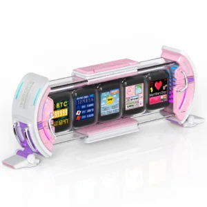 Divoom Times Gate Cyberpunk Pixel Art Informative Digital Clock - Pink