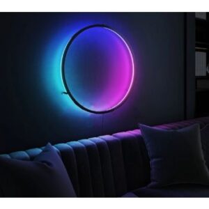Modern Hollow Round RGB LED Wall Halo Lamp with Remote
