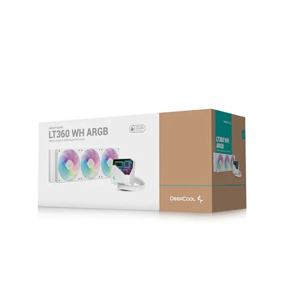 DEEPCOOL LT360 White A-RGB AIO Liquid CPU Cooler – 360mm Radiator with Infinity Mirror Pump Design - Image 2