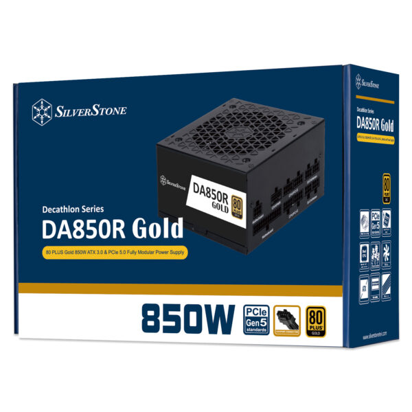 SilverStone DA850R Gold – 850W ATX 3.0/3.1 Power Supply, 80 PLUS Gold, Fully Modular, PCIe 5 Ready