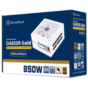 SilverStone DA850R Gold White – 850W ATX 3.0/3.1 Power Supply, 80 PLUS Gold, Fully Modular, PCIe 5 Ready