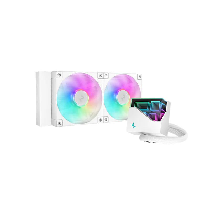 DEEPCOOL LT240 A-RGB White Liquid CPU Cooler – 240mm Radiator with Infinity Mirror Pump Design