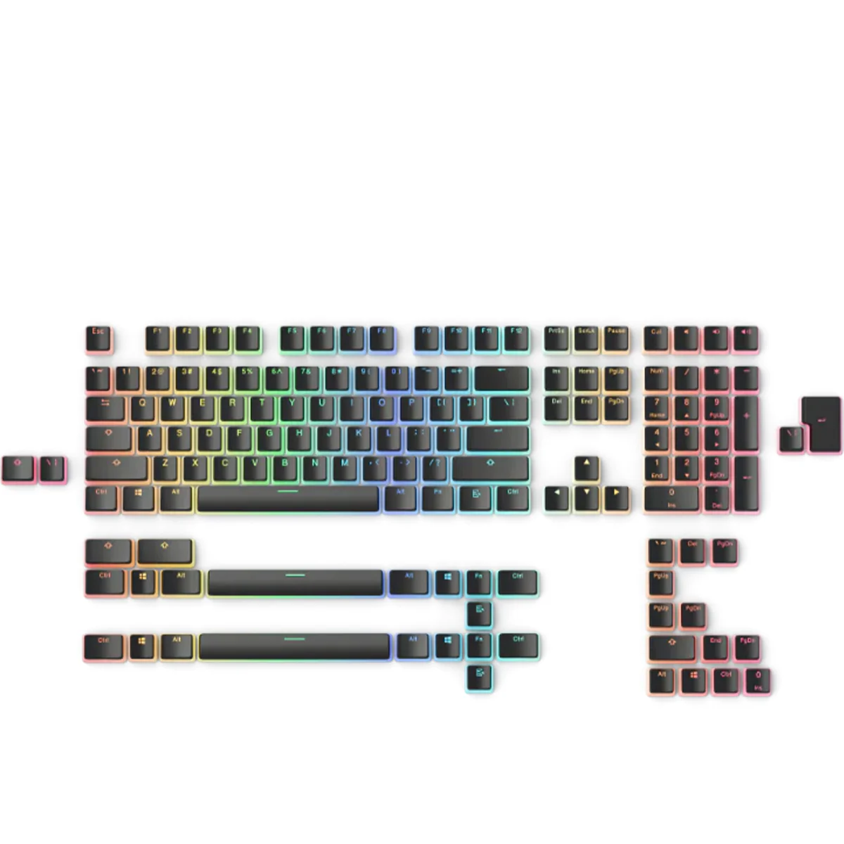 Glorious Aura Keycaps v2 – GMMK Black (145 Keys) | Custom Mechanical Keyboard Keycaps