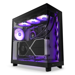 NZXT H6 Flow RGB (2023) – All Black Compact Dual-Chamber ATX Case with RGB Fans