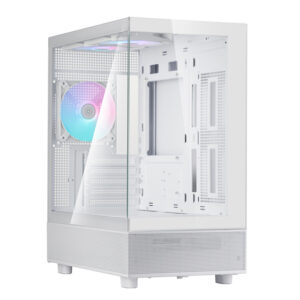 Lucid 04 White Micro-ATX PC Case – Panoramic 270° Glass Field of View