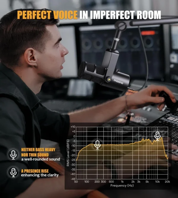 MAONO PD400X USB/XLR Dynamic Microphone | Professional Podcast & Streaming Mic - Image 3