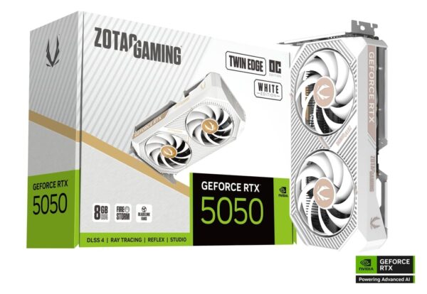 ZOTAC GAMING GeForce RTX 5050 Twin Edge OC – White Edition – 8GB GDDR6 Gaming Graphics Card