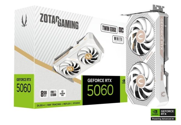 ZOTAC GAMING GeForce RTX 5060 Twin Edge OC – White Edition – 8GB GDDR6 Gaming Graphics Card