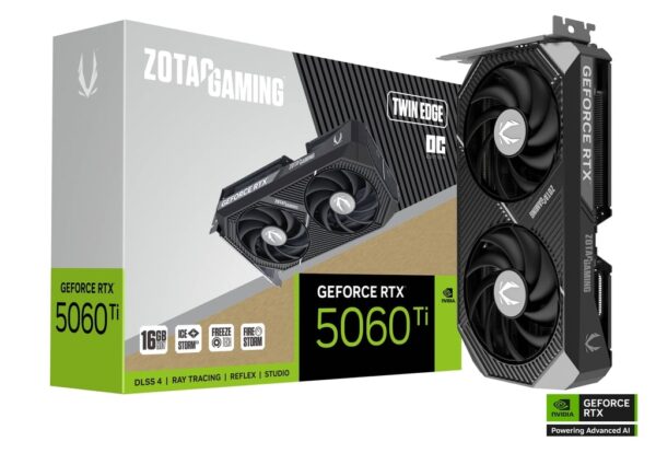 ZOTAC GAMING GeForce RTX 5060 Ti Twin Edge OC – 16GB GDDR6 Gaming Graphics Card