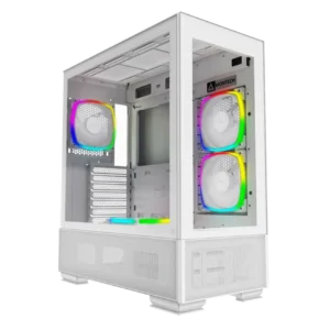 Montech Sky Two White | Mid-Tower PC Case with Tempered Glass, High-Airflow Design & RGB Support