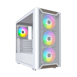 Montech XR Wood White | Mid-Tower PC Case with Tempered Glass, High-Airflow Design & Wood Accents