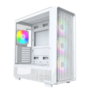 Montech X5 White | Mid-Tower PC Case with Tempered Glass, High-Airflow Design & RGB Support