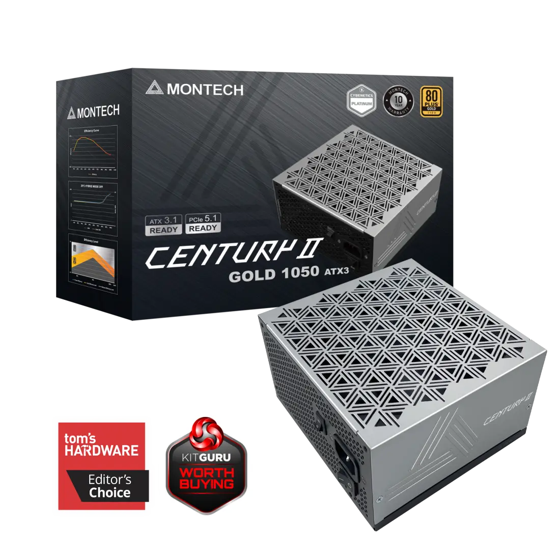 Montech CENTURY II 1050W | 80 Plus Gold Fully Modular PSU for High-End Gaming & Workstations