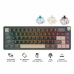 Royal Kludge R65 Single-Mode RGB | 66-Key Hot-Swappable Mechanical Keyboard in Phantom with Blue & Brown Switch Options