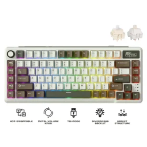 Royal Kludge RK L75 Tri-Mode RGB | 85-Key Hot-Swappable Mechanical Keyboard with Palm Green, Cream & Beige Switch Options