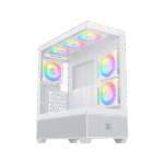 Xigmatek Alphard Arctic White E-ATX Case | Seamless Tempered Glass, 6x ARGB Fans & Remote Control Box