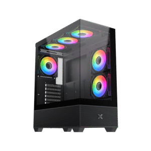 Xigmatek Alphard Black E-ATX Case | Seamless Tempered Glass, ARGB Fans & Remote Control Box