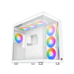 Xigmatek Aqua Ultra Air Arctic White E-ATX Case | Mesh Top, 2x Tempered Glass, 7x ARGB Fans, Strip & Galaxy II Fan Kit