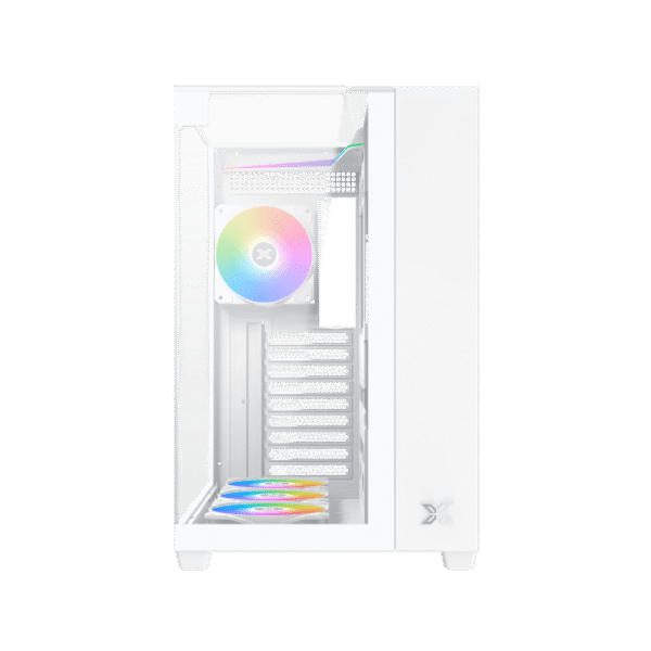 Xigmatek Aqua V Arctic White ATX Case | 3x Tempered Glass, 7x ARGB Fans & Remote Control Kit - Image 2