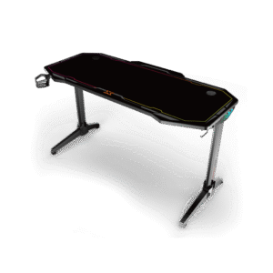 Xigmatek Apex Three Gaming Desk 140×60×74cm | Carbon Fibre Style, RGB LED, Cup Holder, Headphone Hook & Cable Box