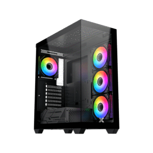 Xigmatek Blast Black E-ATX Case | Seamless Front & Side Tempered Glass, 4x ARGB Fans & Remote Control