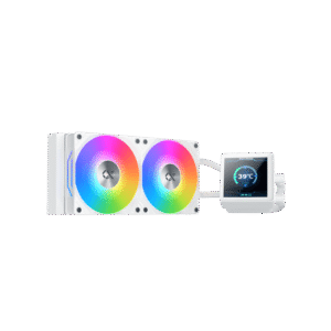 Xigmatek Connect 240 Arctic AIO Liquid Cooler | White 240mm Radiator, 3.4" LED Display Pump Head, ARGB PWM Fan & Mini ARGB Controller
