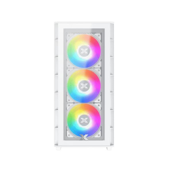 Xigmatek Elite One Arctic White ATX Case | Tempered Glass Front & Side, 4x ARGB Fans & Fan Control PCB - Image 3