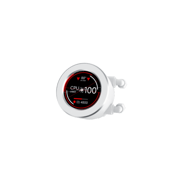 Xigmatek FROZR-O II Arctic 240 AIO Liquid Cooler | White 240mm Radiator, LCD Pump Head, 2×X22A Arctic PWM ARGB Fans & Galaxy II Fan Control - Image 3