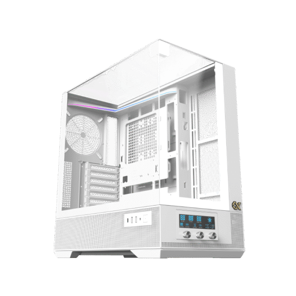 Xigmatek Vision Arctic White E-ATX Case | Tempered Glass, USB Type-C, 7x ARGB Fans & LED Control Panel - Image 2