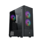 Xigmatek Hero II Air 3F Black ATX Case | Mesh Front, Tempered Glass Side, 3x Z20F LED Fans