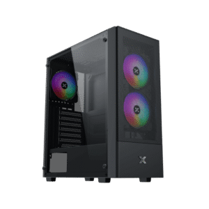 Xigmatek Hero II Air 3F Black ATX Case | Mesh Front, Tempered Glass Side, 3x Z20F LED Fans