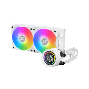Xigmatek LK 240 Digital Arctic AIO Liquid Cooler | White 240mm Radiator, LCD Pump Head, PWM Fans & ARGB Controller