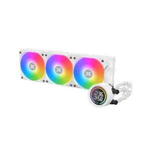 Xigmatek LK 360 Digital Arctic AIO Liquid Cooler | White 360mm Radiator, LCD Pump Head, PWM Fans & ARGB Controller