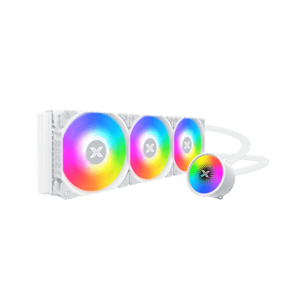 Xigmatek Liquid Killer X Arctic 360 AIO Liquid Cooler | White, ARGB Pump Head, 3×120mm ARGB Fans & Plastic Steel Backpanel