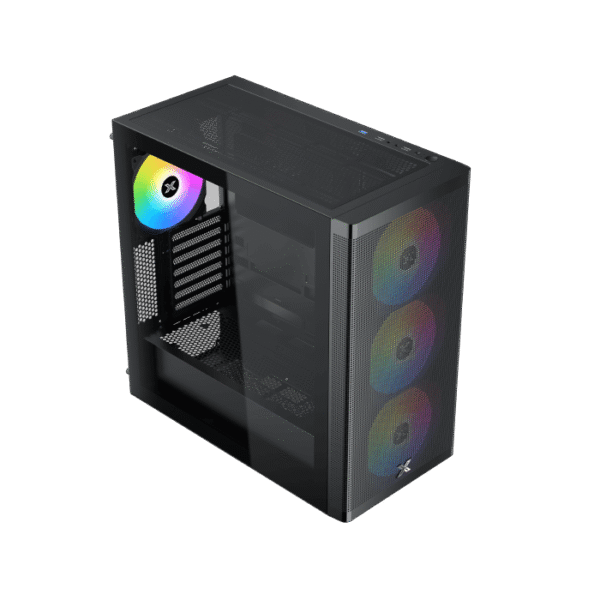 Xigmatek Osiris E-ATX Case | Mesh Front, Tempered Glass, 3x 140mm ARGB Fans & Remote Control - Image 2