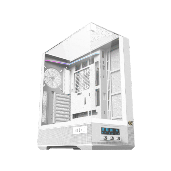 Xigmatek Vision Pro Arctic White E-ATX Case | Tempered Glass, USB Type-C, 8x ARGB Fans & LED Control Panel - Image 2