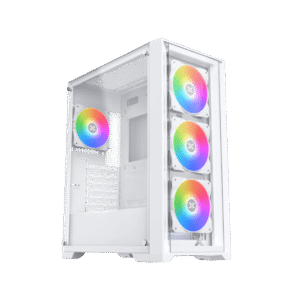 Xigmatek Quantum Arctic White E-ATX Case | Tempered Glass, 4x ARGB Fans & Control PCB