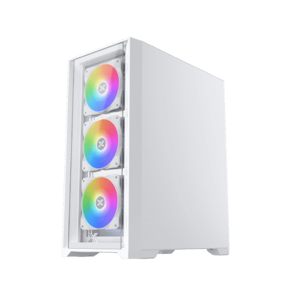 Xigmatek Quantum Arctic White E-ATX Case | Tempered Glass, 4x ARGB Fans & Control PCB - Image 4