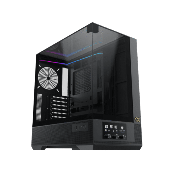 Xigmatek Vision Black E-ATX Case | Tempered Glass, USB Type-C, 7x ARGB Fans & LED Control Panel - Image 2
