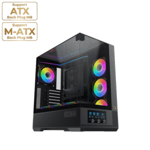 Xigmatek Vision Black E-ATX Case | Tempered Glass, USB Type-C, 7x ARGB Fans & LED Control Panel