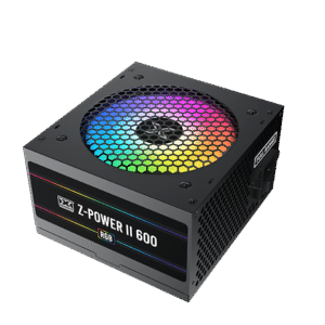 Xigmatek Z-Power II 600 RGB Power Supply | 400W, Fixed RGB Fan, Black Flat Cables, UK Cord