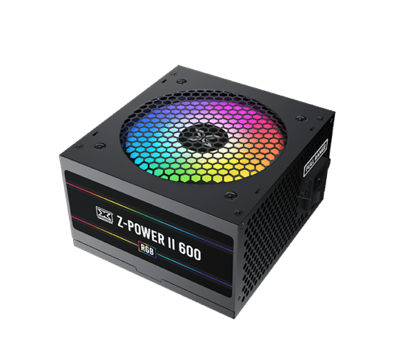 Xigmatek Z-Power II 600 RGB Power Supply | 400W, Fixed RGB Fan, Black Flat Cables, UK Cord